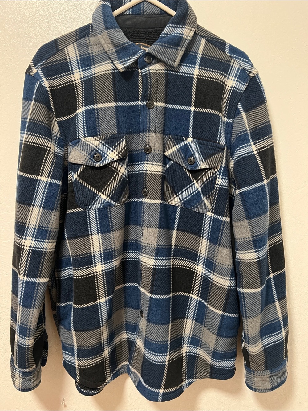 Men's Blue and Gray Plaid Lightweight Shirt Jacket